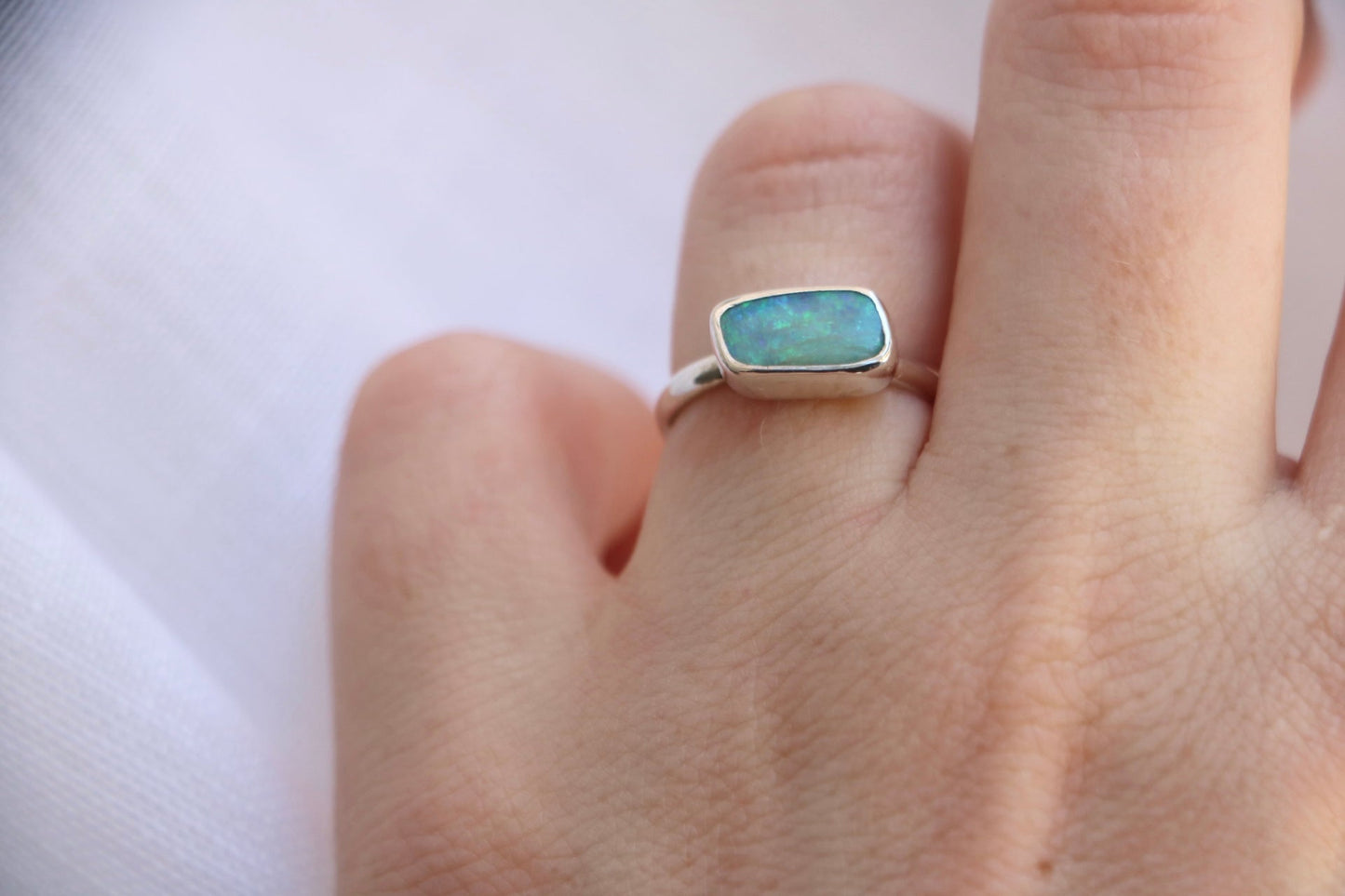 Australian Boulder Opal Ring Sz 7.5 Gemstone Ring Poppy Mac   