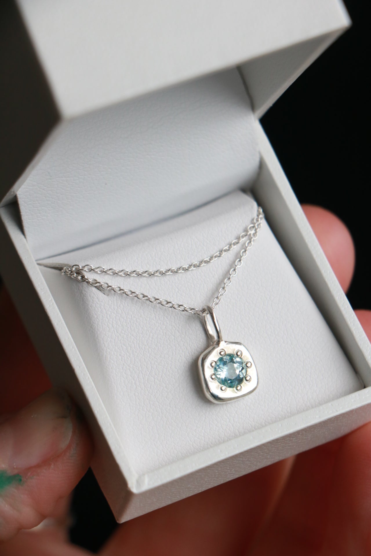 Blue Topaz Pebble Pendant - Poppy Mac