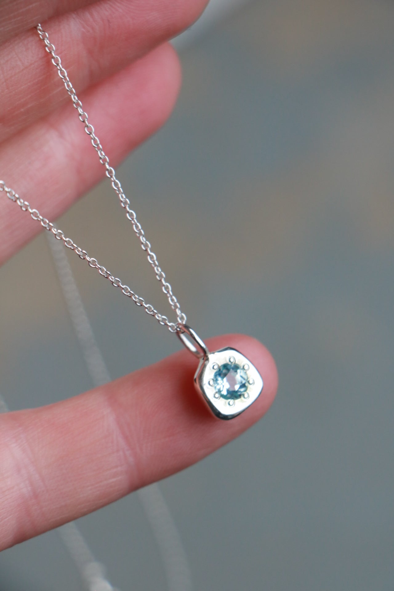 Blue Topaz Pebble Pendant - Poppy Mac