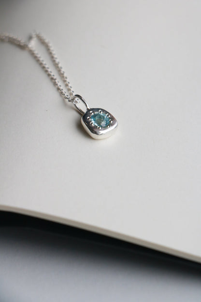 Blue Topaz Pebble Pendant - Poppy Mac