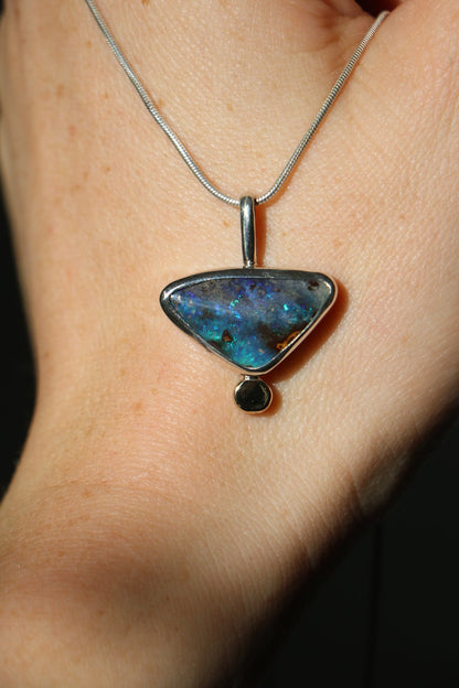 Boulder Opal & 9K Gold Granule Pendant Necklaces Poppy Mac   