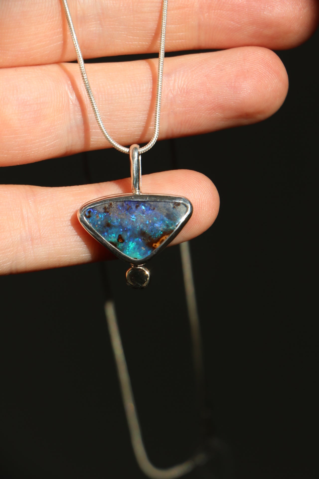 Boulder Opal & 9K Gold Granule Pendant Necklaces Poppy Mac   