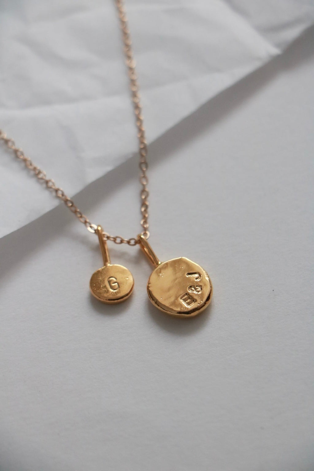 Mini Initial Necklace - Gold Vermeil Pendant Poppy Mac