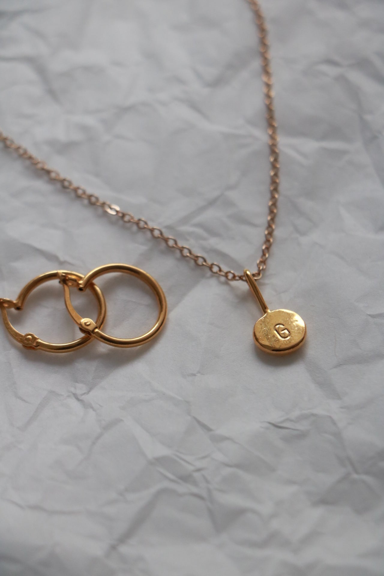 Mini Initial Necklace - Gold Vermeil Pendant Poppy Mac