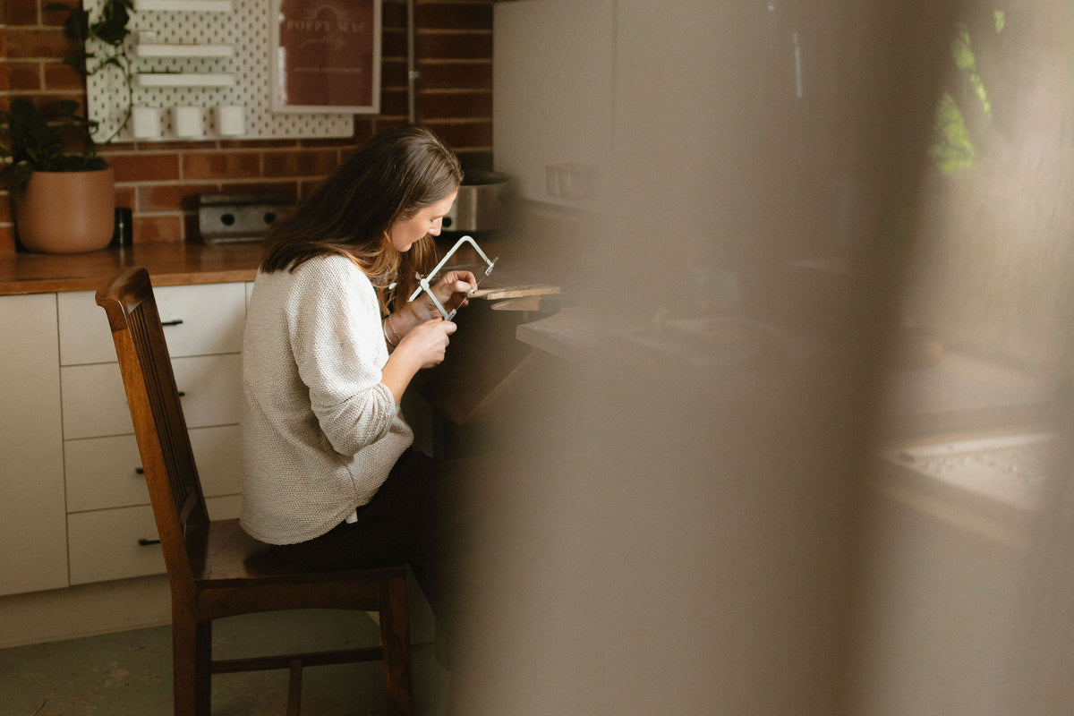 Poppy Mac founder Erin handcrafting jewellery in her Southern Highlands studio
