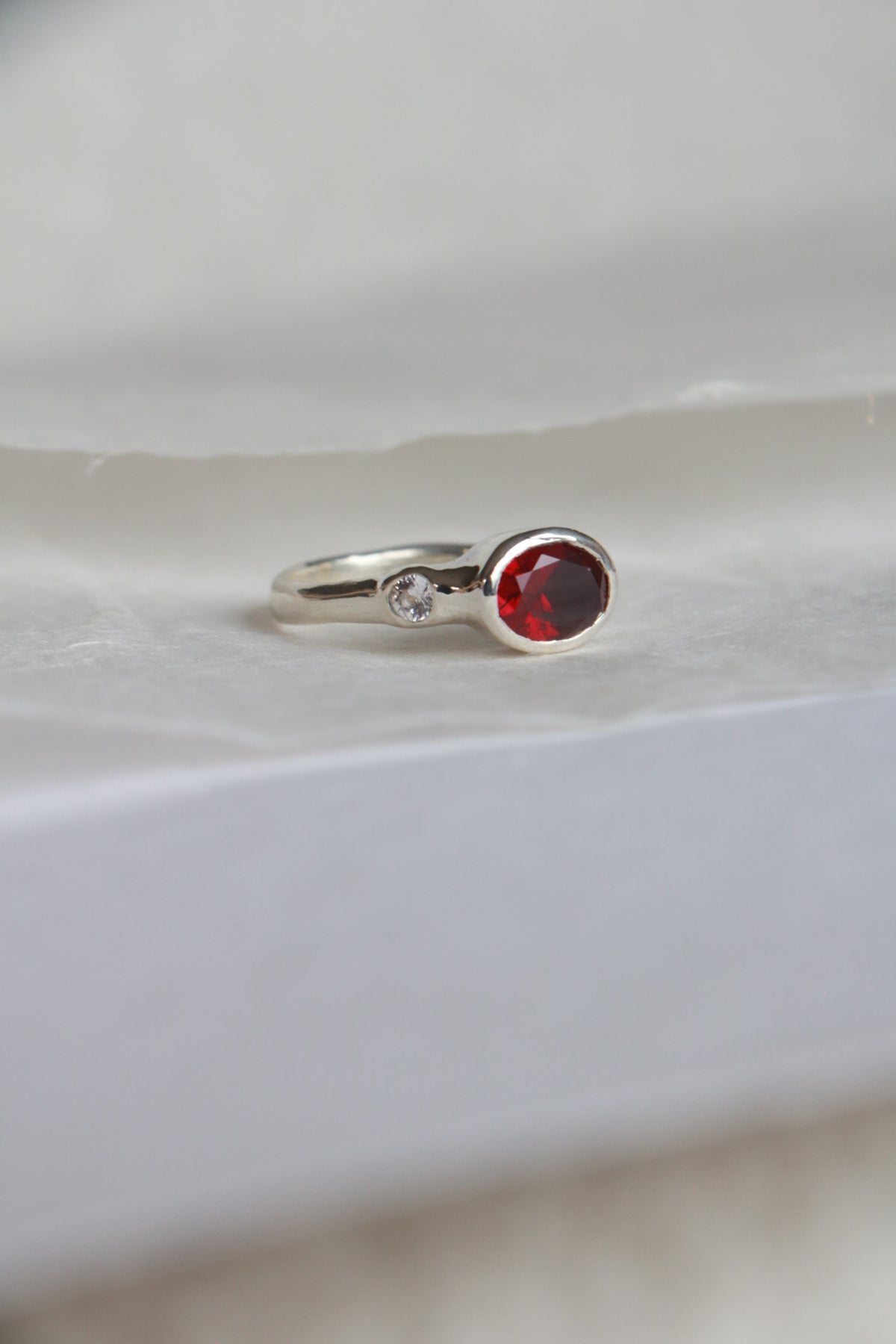 Poppy Mac handcrafted ring in sterling silver with gemstone detail