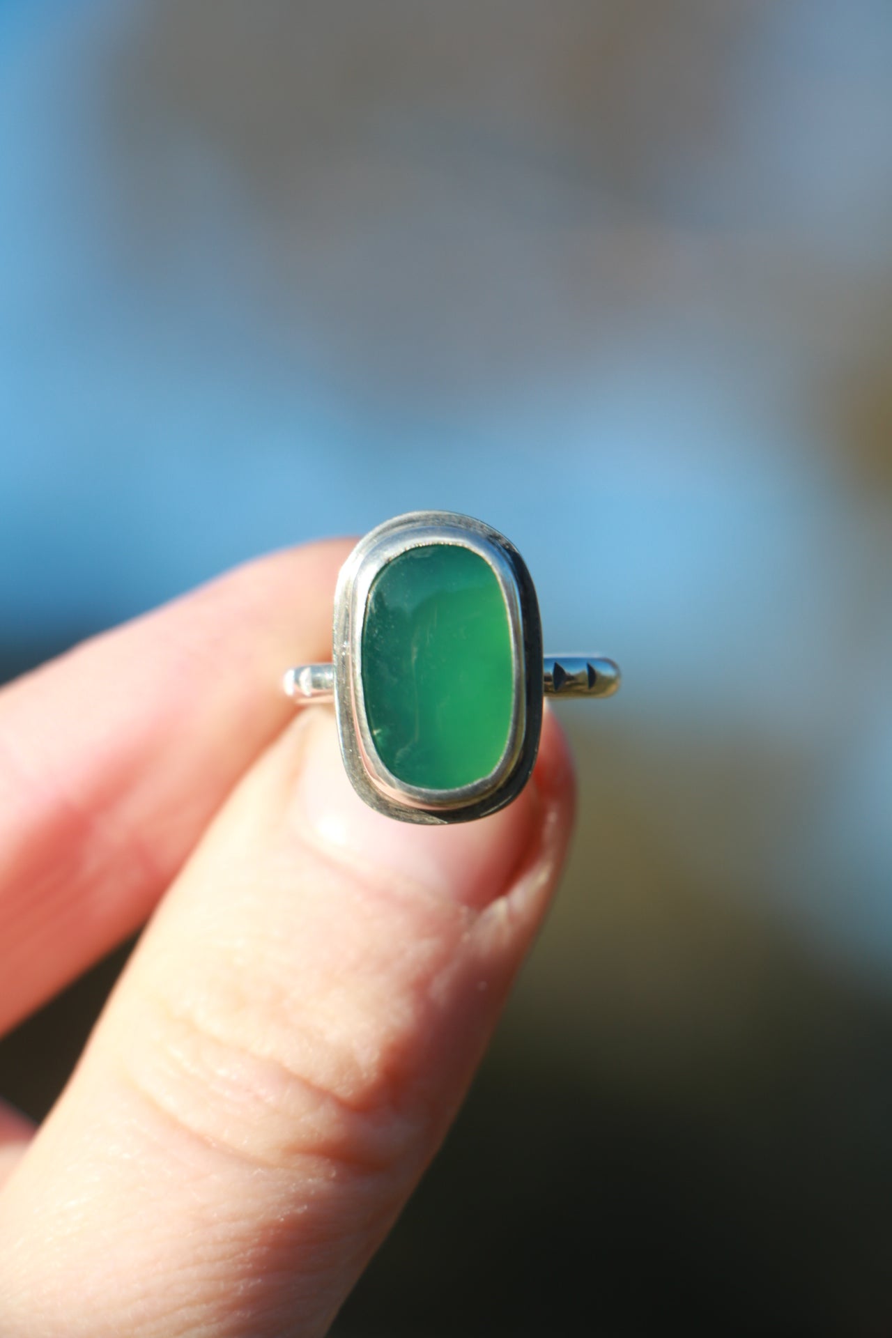 Australian Chrysoprase Ring Sz 8 Gemstone Ring Poppy Mac   