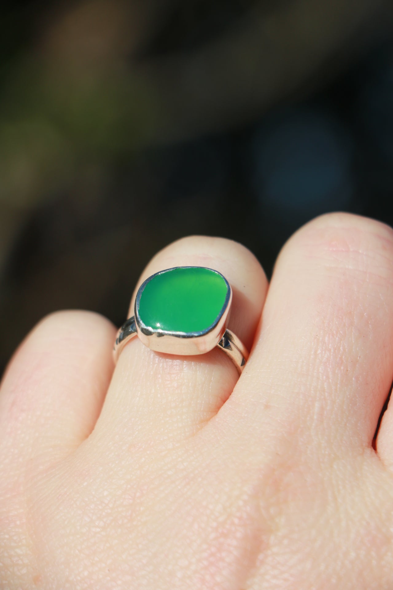 Australian Chrysoprase Ring Sz 8.5 Gemstone Ring Poppy Mac   