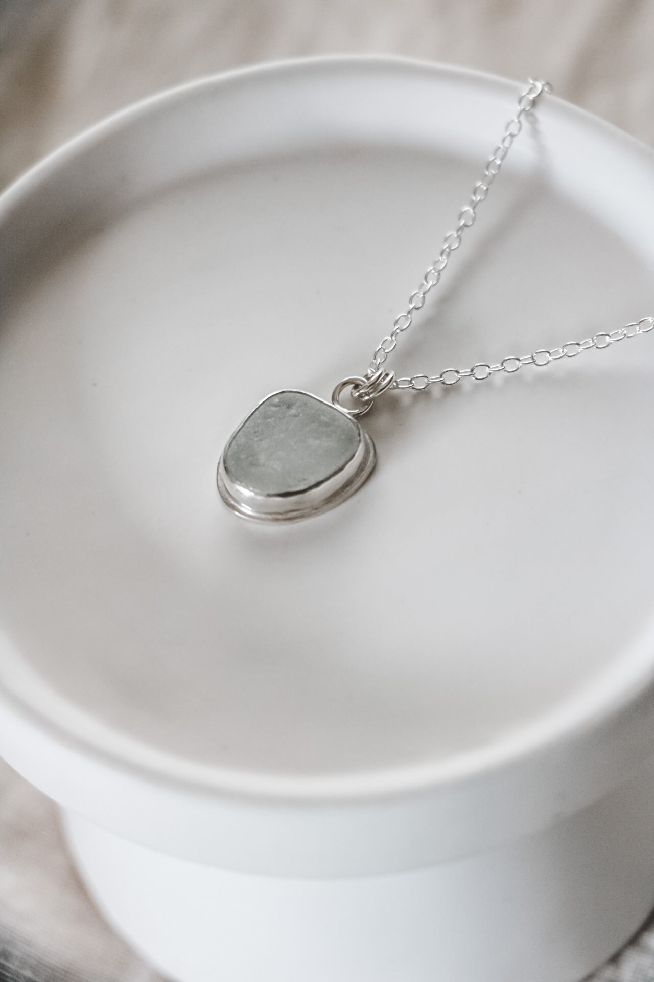 White Sea Glass Pendant Necklaces Poppy Mac   