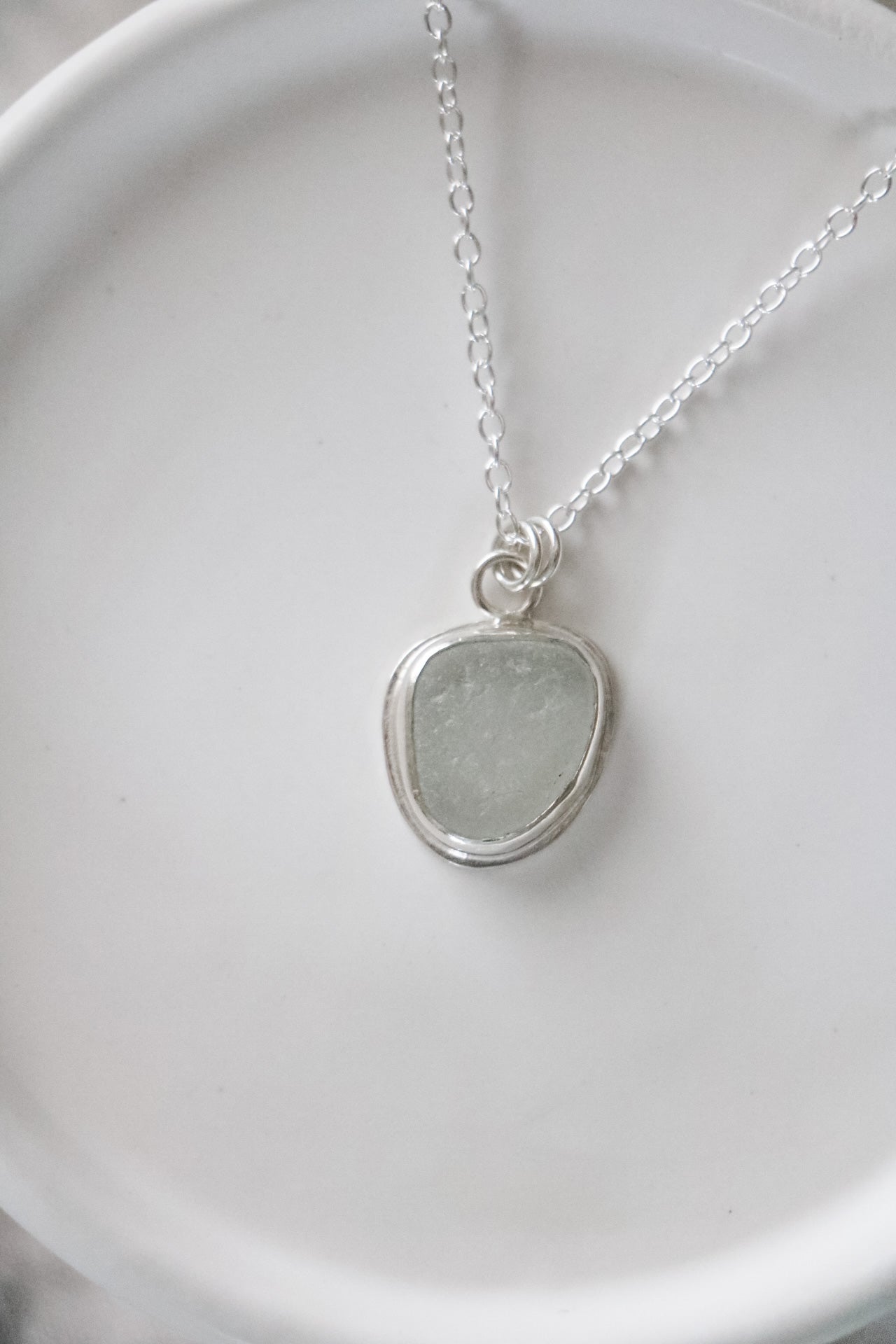 White Sea Glass Pendant Necklaces Poppy Mac   